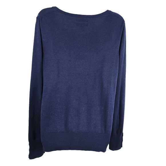 G.H. Bass & Co Women Cashmere Blend Argyle Knit Sweater Large Preppy Button Cuff - Picture 2 of 8